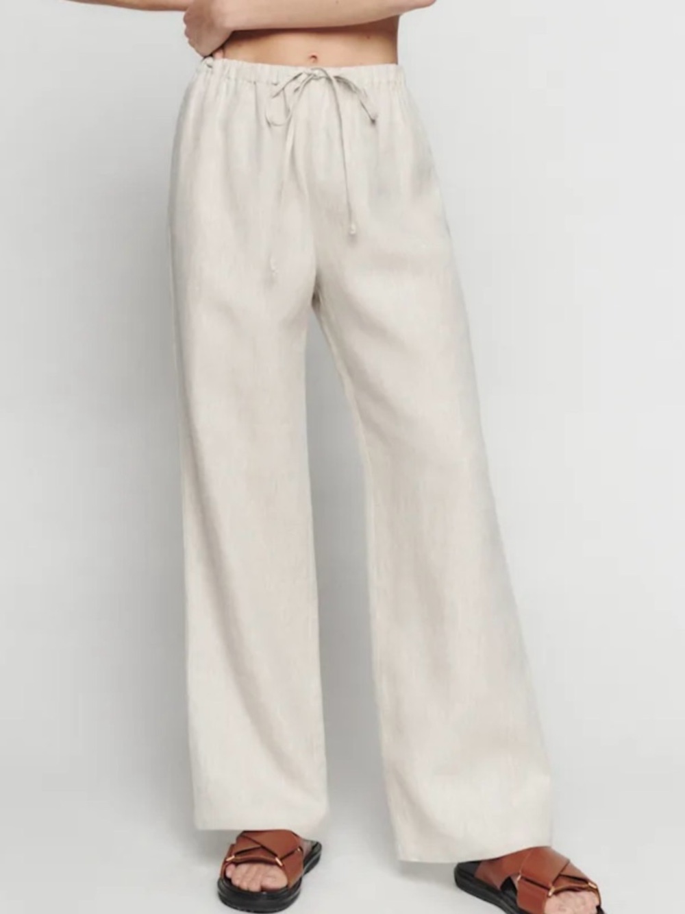 Reformation Olina Linen Pant in Oatmeal Small S